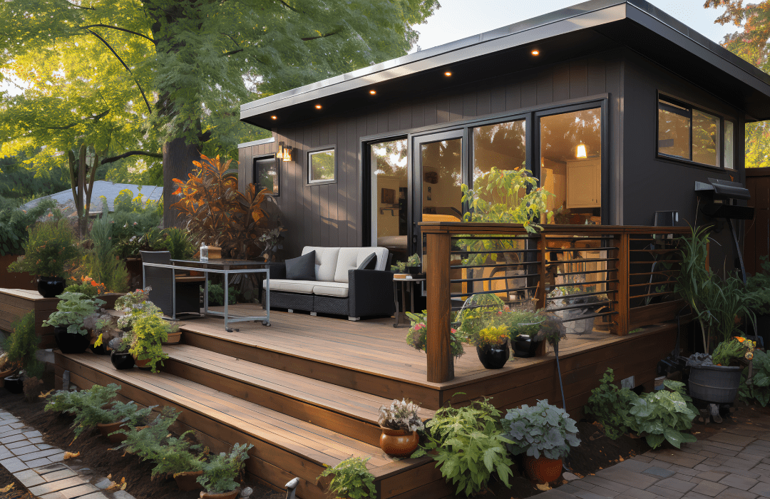 Tiny home in a backyard